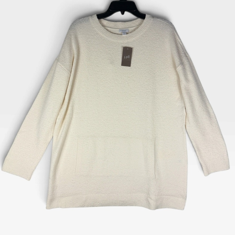 J. Jill Pure Jill Sweater Boucle Tunic Womens M Cream Pocket NWT